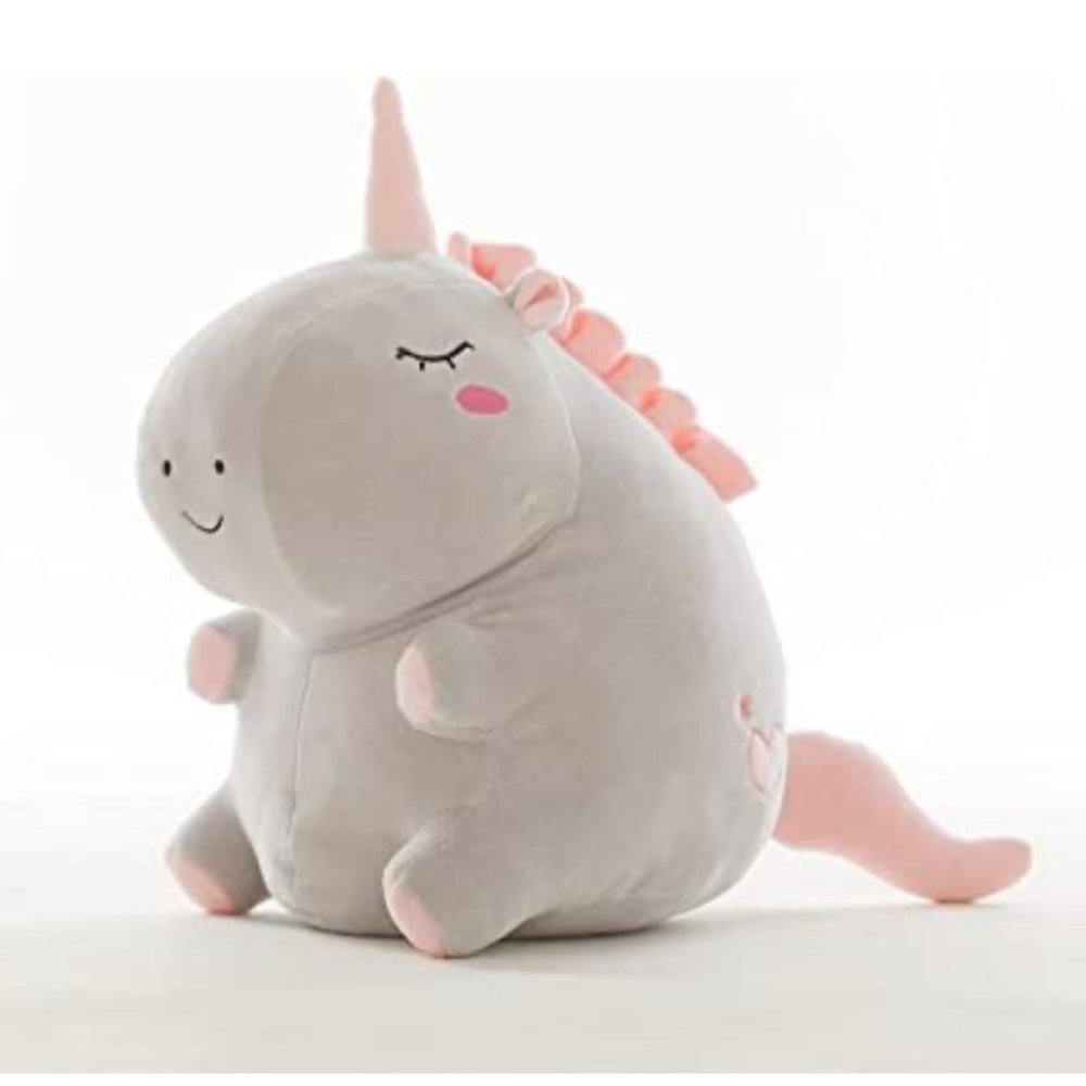 Brand New Cute Soft Unicorn Plush for Kids Grey Chubby Adorable Huggable Stuffed